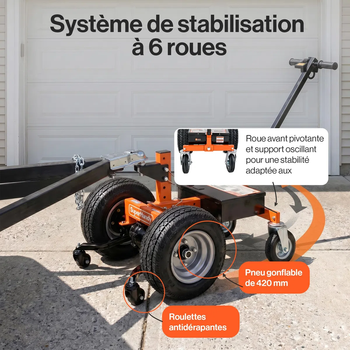 SuperHandy Chariot de remorque électrique, remorquage Max. 2 270 kg