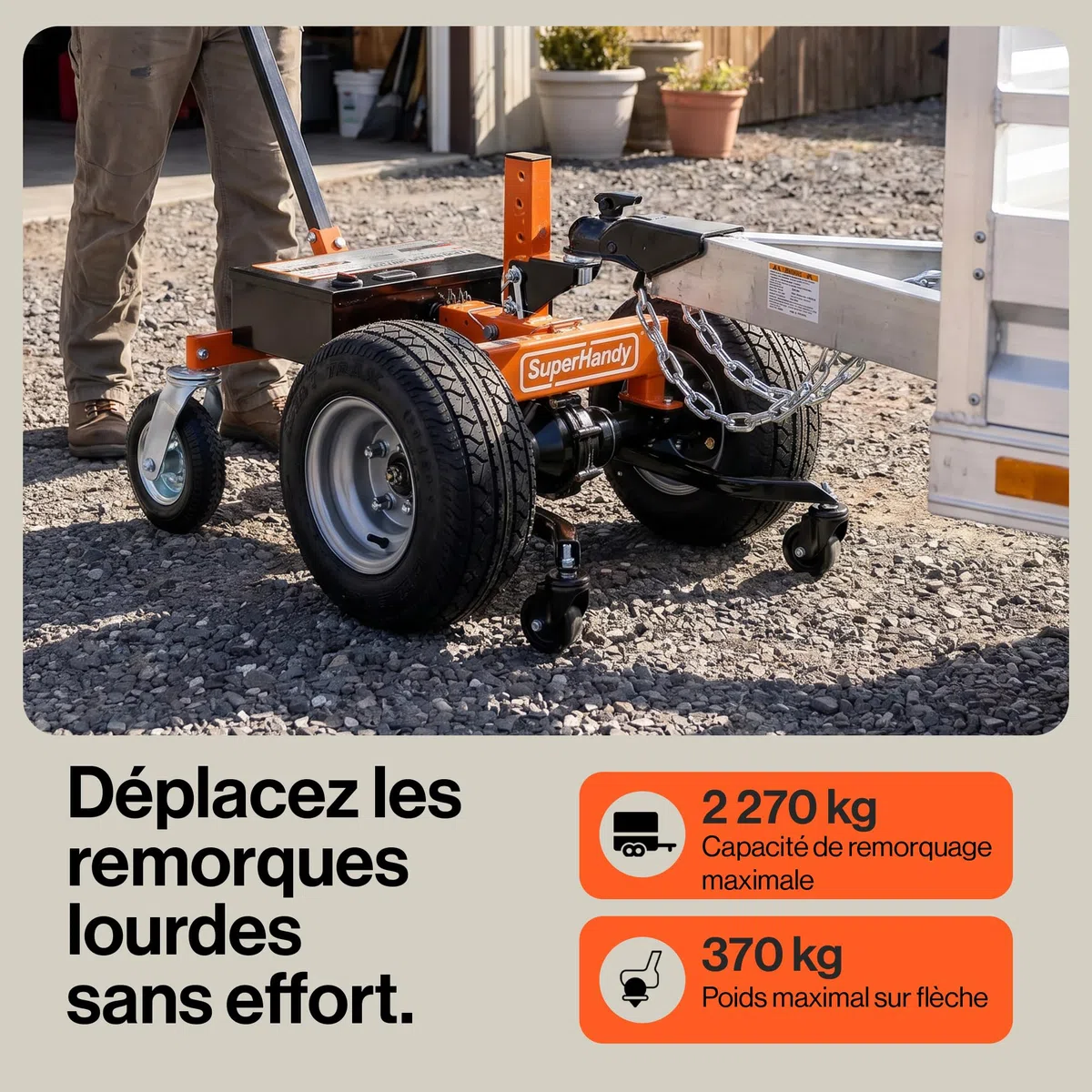 SuperHandy Chariot de remorque électrique, remorquage Max. 2 270 kg