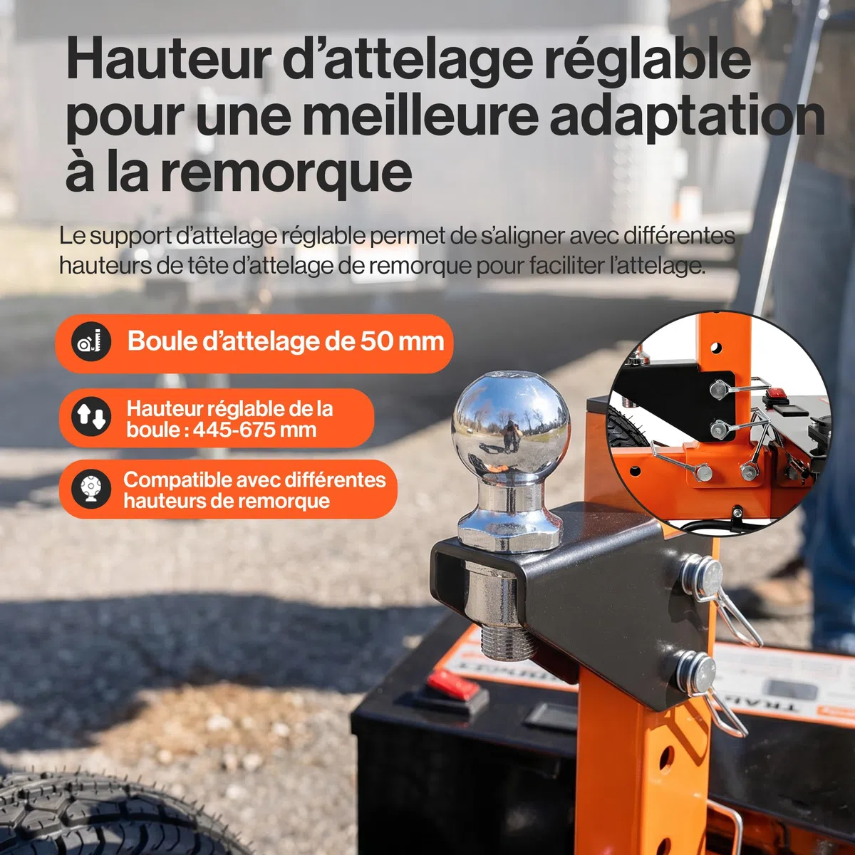 SuperHandy Chariot de remorque électrique, remorquage Max. 2 270 kg