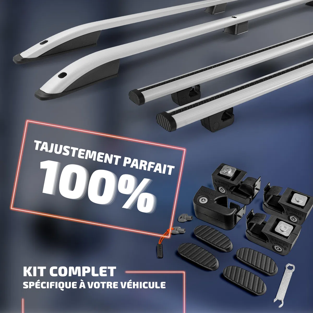 CHROMEMASTER | Kit Rails de Toit et Barres de Toit Compatible avec Ford Transit Custom L1 Court 2023+ | Système de Porte-Bagages de Toit pour Voiture | Montez Un Panier de Toit ou Un Coffre de Toit