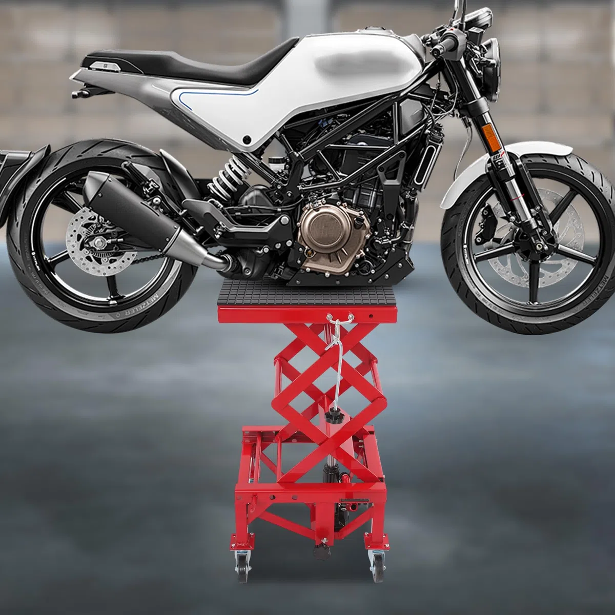 Pont élévateur hydraulique pour moto, en acier très résistant, avec 4 roues, capacité de charge de 200 kg