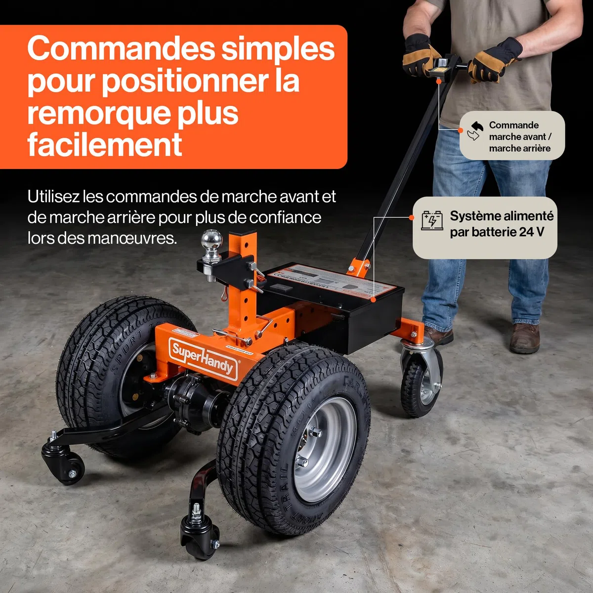 SuperHandy Chariot de remorque électrique, remorquage Max. 2 270 kg