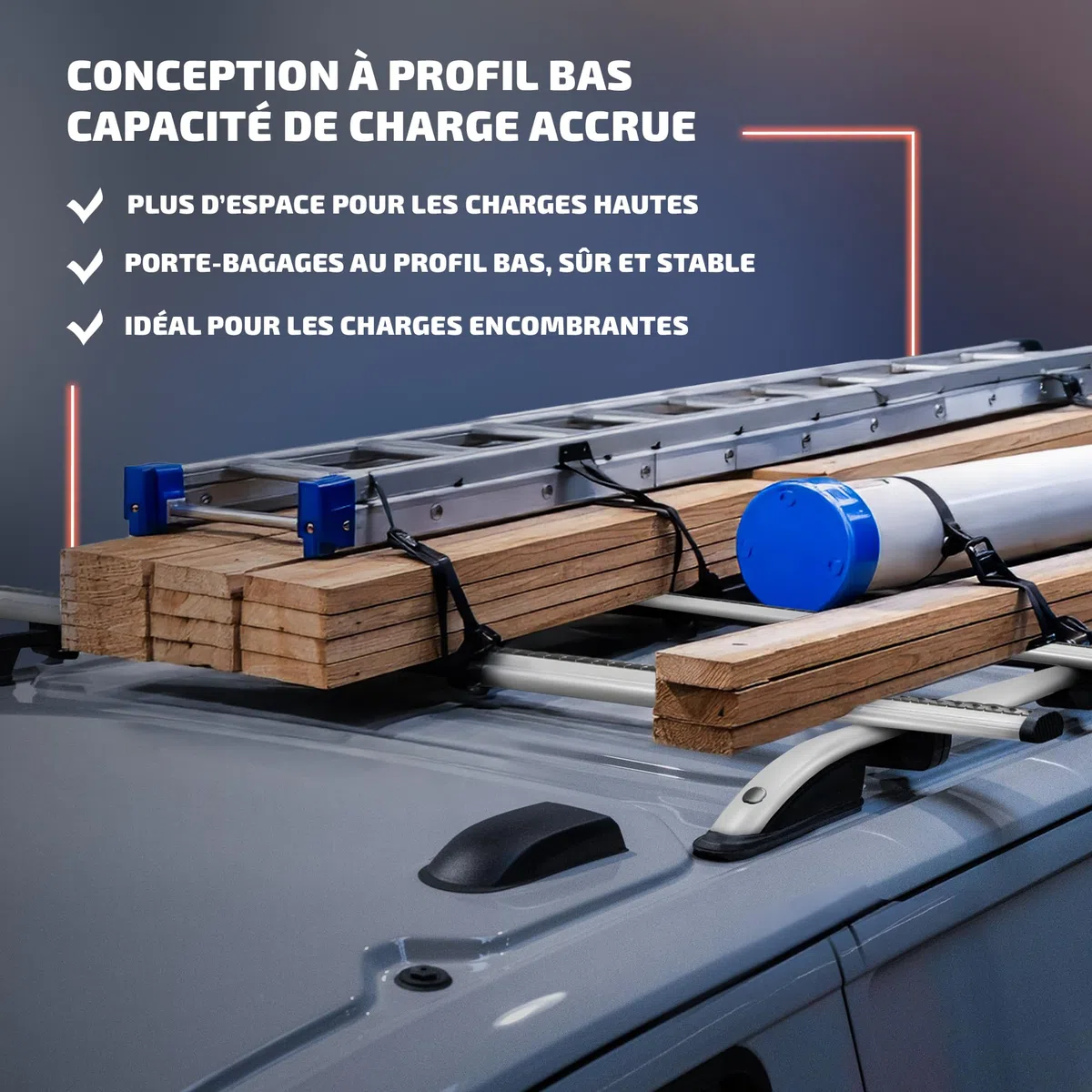 CHROMEMASTER | Kit Rails de Toit et Barres de Toit Compatible avec Ford Transit Custom L1 Court 2023+ | Système de Porte-Bagages de Toit pour Voiture | Montez Un Panier de Toit ou Un Coffre de Toit