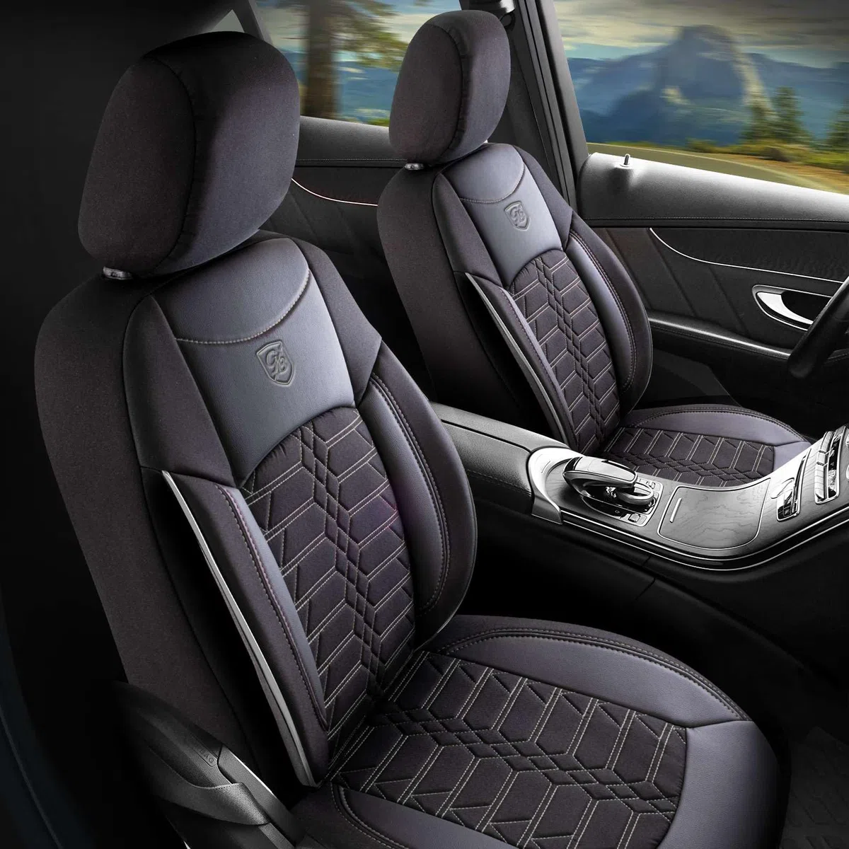 Housses de siège de voiture universelles - Accessoires de voiture intérieur de qualité supérieure pour voiture et SUV - Housse de siège Jacquard, protection de siège auto - Compatible