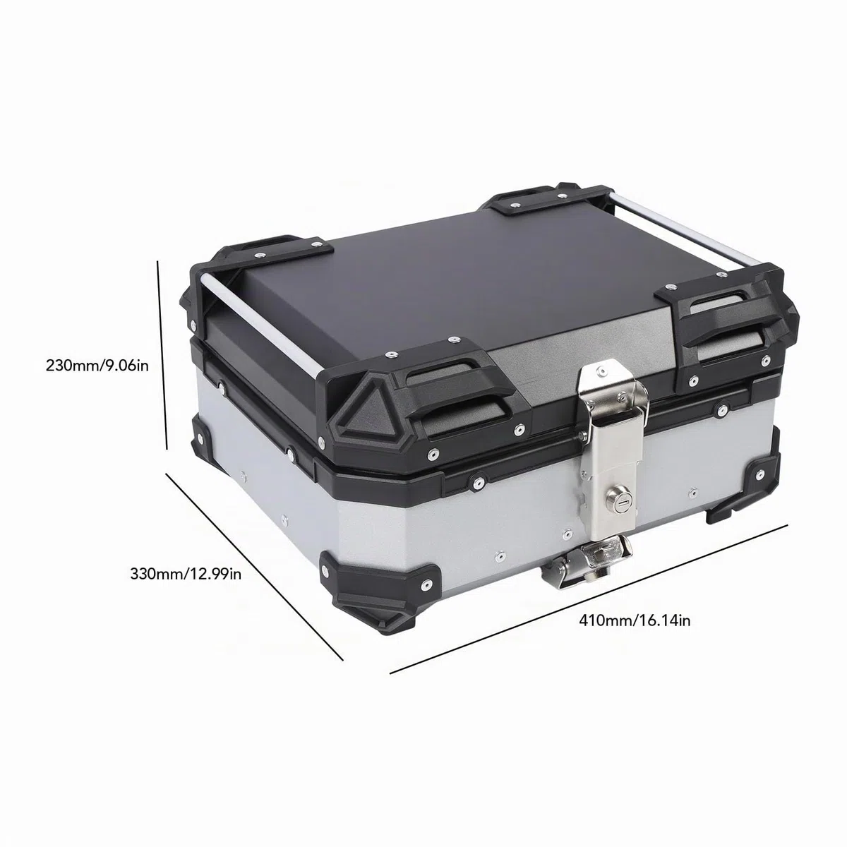 Aluminium Alliage D'eau 25L Moteur Top Box Universel Arrière Top Case Casque Bagages, Moteur Top Case Lock (Argent)