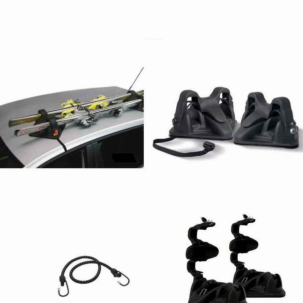 Compatible avec Fiat Panda porte-skis magnétique universel pour toit de voiture non en verre, 2 paires de skis porte-skis homologué aimanté noir