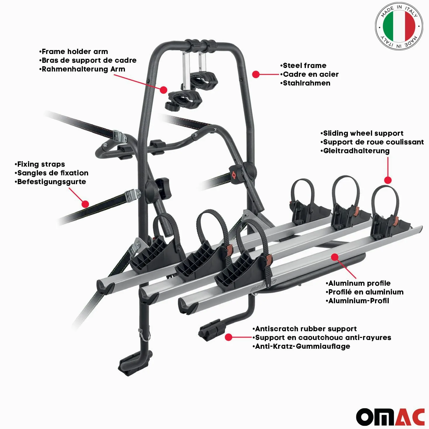MENABO Porte-vélos sur Hayon pour Opel Mokka 2012-2026 3 Vélos